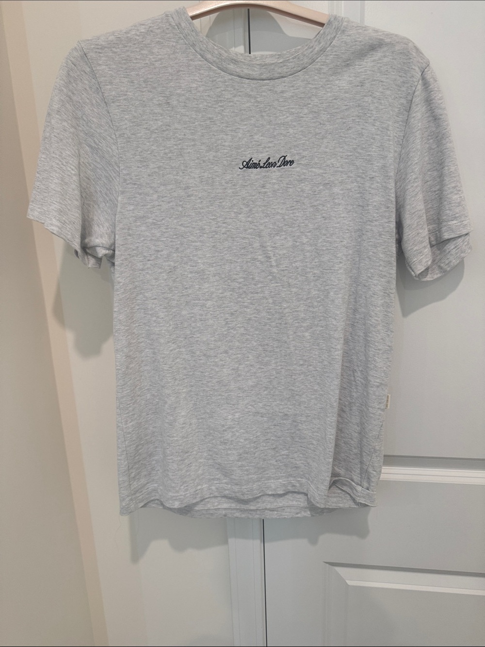 Aime Leon Dore Light Gray Crewneck Tee with Script Logo
